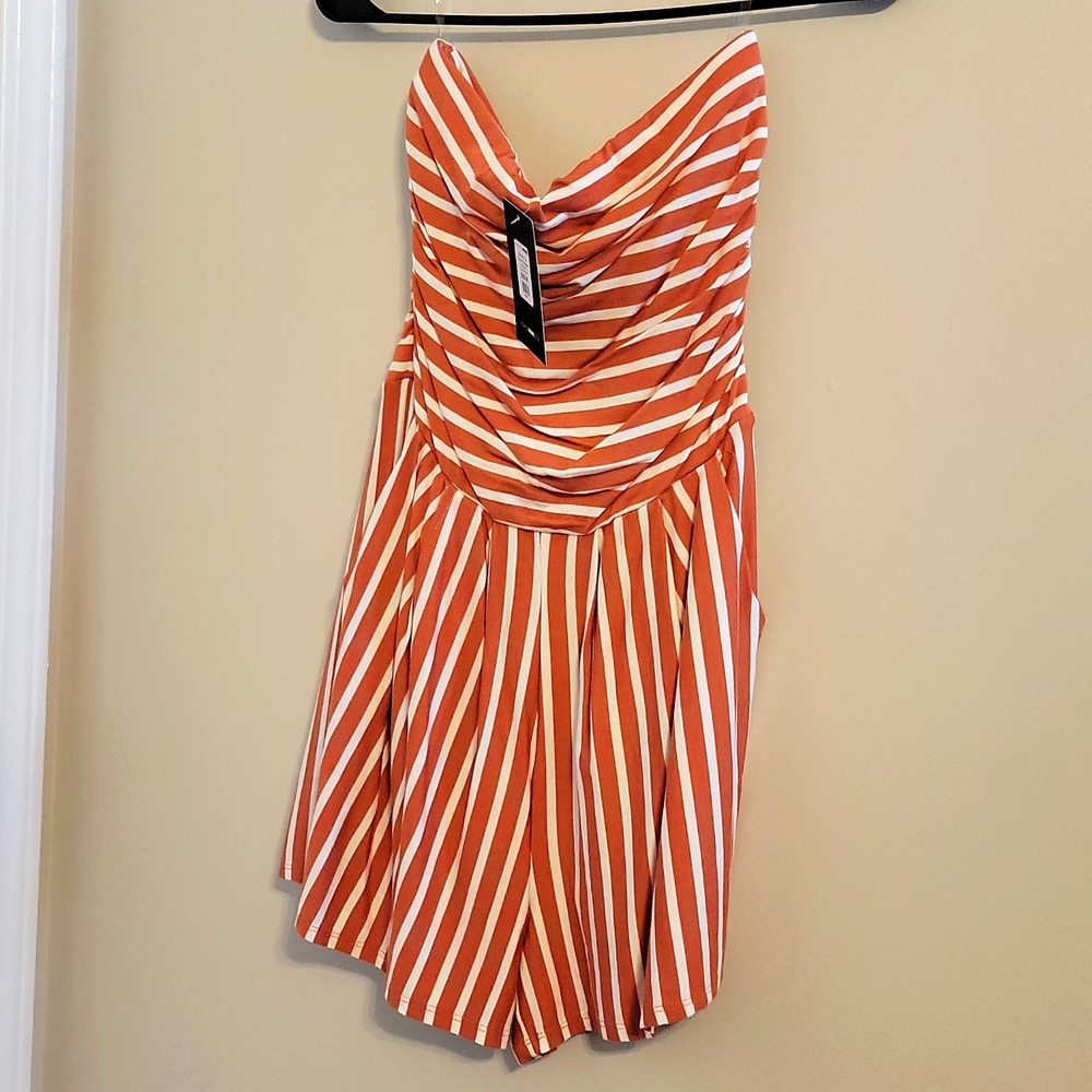 Halter top, anchors up striped shorts romper